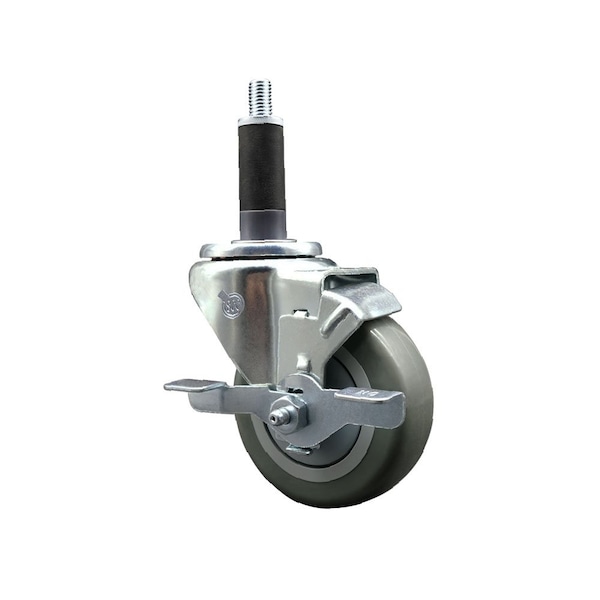 3.5'' Gray Poly Swivel 1'' Expanding Stem Caster with Brake